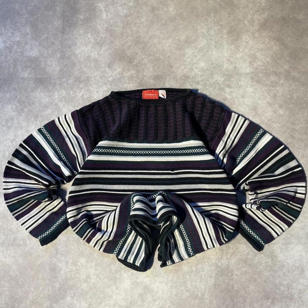 Vintage 3D Knit Sweater Striped Pattern Outdoors Grandma Y2K Summer Essential